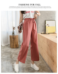 Loose Wide-leg Pants Women's Summer New Korean-style Imitation Chiffon Pants Straight Slimming Cropped High Waist Casual Pants Women's Clothing