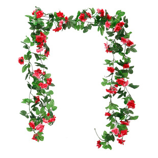 Cross-border Hot Sale Simulation Rose Vine Arch Decoration Fake Flower Vine Vine Air Conditioning Duct Buckle Simulation Vine