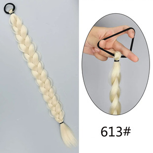 European and American wig women's chemical fiber long hair twist braid ponytail fashion natural long hair loop wig braid high ponytail