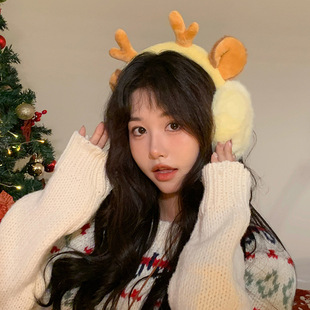 Cute Snowman Antler Plush Warm Earmuffs Women's Winter Thickened Cold-proof Ear Protection for Cycling Foldable Ear Warm Earmuffs