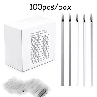 Tattoo Disposable Sterile Human Puncture Needle Lip Nail Tongue Nail Equipment Professional Piercing Tool 100 Pack Wholesale