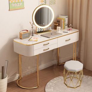 Minimalist Dressing Table Light Luxury Internet Celebrity Ins Dressing Table Storage Cabinet Integrated Princess Cream Style White Gray Cross-Border