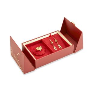 Red Three Gold Jewelry Storage Box Wedding Proposals Engagement Gift Set Gift Box Wedding Dowry Box