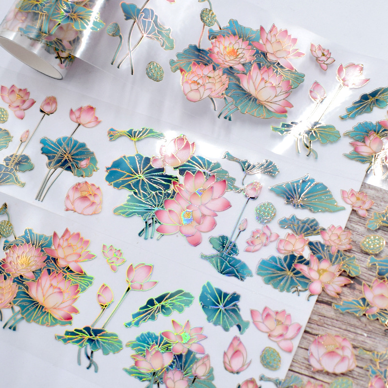 Manufacturer of Pet Glossy Laser Washi Tape, Food-Themed Floral Background Material, Special Material Journal Tape Wholesale