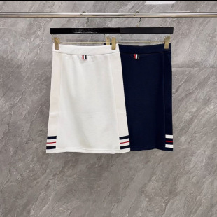 Factory direct TB Jin Dian four bars ladies spring and summer double-sided hem color strip hip skirt casual Joker tide