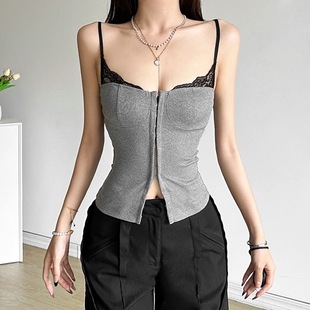 JFL497952024 European and American Style Cross-border Summer Solid Color Slim-fit Street Fashion Sexy Backless Vest for Women