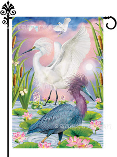 New Garden Flag Double Sided Linen Print Flamingo Pattern Outdoor Yard Decoration Garden Flag