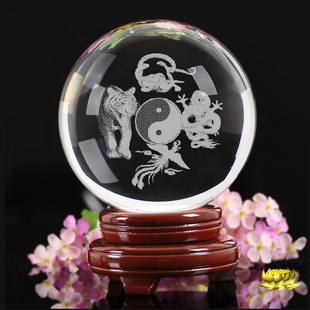 Gossip Crystal Ball Hallway Ornaments Taishao Laojun Crystal Inner Carving Lao Tzu Like Home Ornaments Four Sacred Beasts Crafts