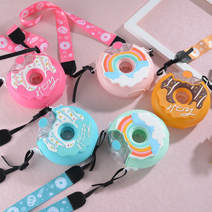 Factory direct selling children's cute donut cup baby sippy cup plastic cup summer strap student