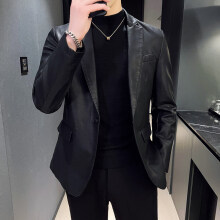 Cross-border wholesale PU leather clothing data good goods stable 2023 spring men's leather clothing one button suit break one-piece delivery