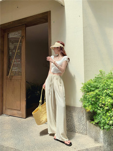Fenghe New Super Soft Cool Breathing Texture Loose Waist Draping Wide Leg Straight Casual Pants Super Slim