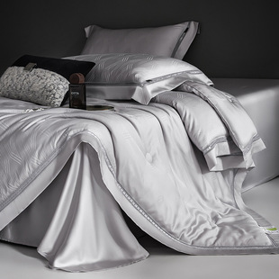 2025 New 60 Tencel Jacquard Summer Quilt Summer Cool Quilt Four-piece Ice Silk Thin Quilt Machine Washable Quilt Core