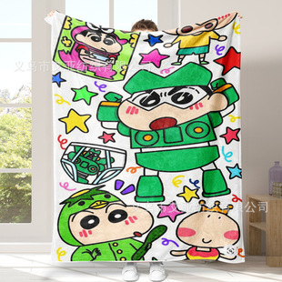 Children's Cartoon Crayon Small New Cartoon Flannel Blanket Home Casual Cute Sofa Blanket Thickened Warm
