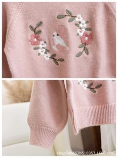 Girls' Autumn Fashion Embroidered Knitwear Baby Cute Casual Top Children's Spring and Autumn New All-match Sweater Trendy
