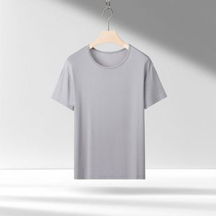 Men's Plus Size 200 Jin Wearable Short Sleeve T-Shirt Crewneck Loose Old Head Shirt Thin Elastic Half Sleeve Sweater