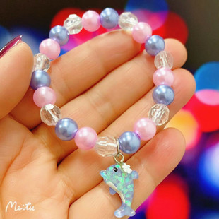 Cherry bead chain children girl rose dolphin bracelet suit holiday birthday Christmas New Year gift suit