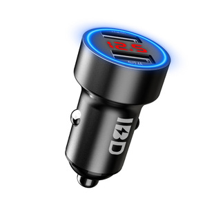Factory Direct zinc alloy charger dual port Car Charger car charger dual USB digital display fast charger