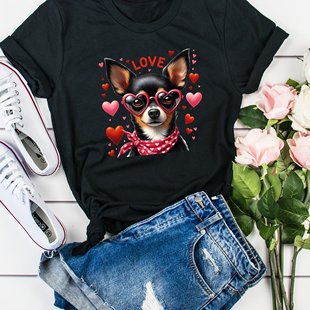 AliExpress Independent Station Valentine's Day Love Letter Printed Casual Crewneck 140g Modal T-shirt