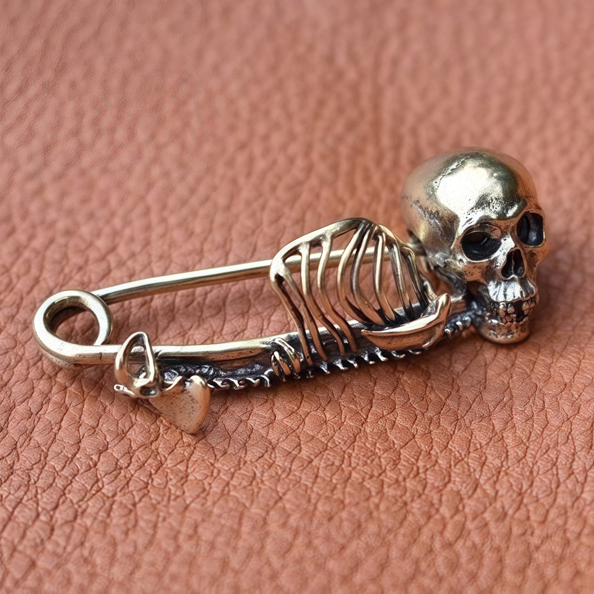 Cross-Border European and American Skull Pins Punk Style Halloween Retro Dark Gothic Brooch Buckle Clothing Waist Accessories