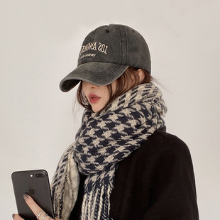 ins retro gray baseball hat for Women summer American style washed big head circumference trendy autumn and winter face-looking small peaked cap