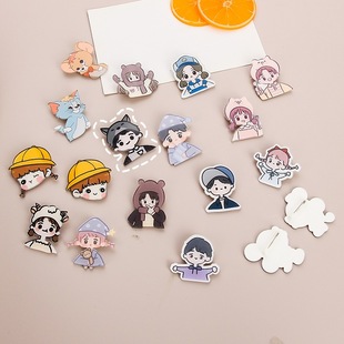 Japanese and Korean Sweet Cartoon Badge Children's Cute Bag Pendant Brooch Creative Acrylic Couple Pin Jewelry Women