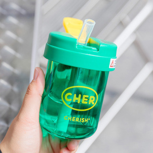 Mini Ton Cup Cute Plastic Cup Children's Student Portable Suction Cup Leak-proof Small Casual Coffee Cup