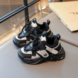fleece-lined Children's sneaker 2024 Winter New Leather Running Shoes Boys Fashion Torre Shoes Girls' Casual Shoes