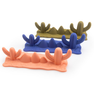 Factory Direct Cactus Silicone Tea Set Storage Rack Silicone Storage Bracket Soft Silicone Drop-resistant Drain Rack