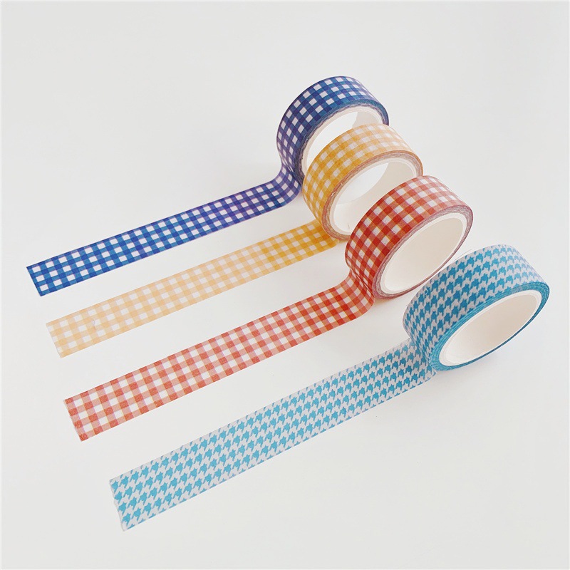 [5 m] ins creative hand account check pattern and paper tape cute hand account sticker grid whole roll diy decorative element