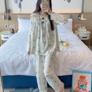 Cotton silk pajamas women's spring and autumn 2025 new plus size sweet student long sleeve trousers cotton silk suit a generation of hair