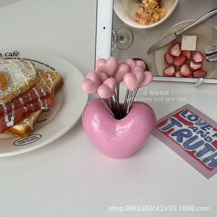 ins Little Red Riding Book Home Creative Love Stainless Steel Fruit Fork Net Red Explosions High Color Value Cute Fruit Stick