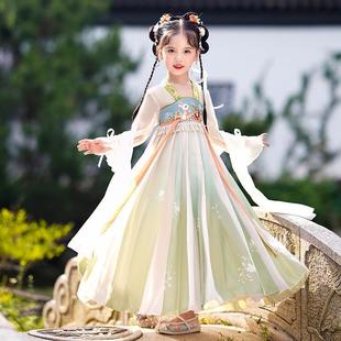 Летняя юбка для девочек Hanfu 2024, новый древний костюм, платье супер-Феи в китайском стиле, детский костюм Тан в старинном стиле, летний