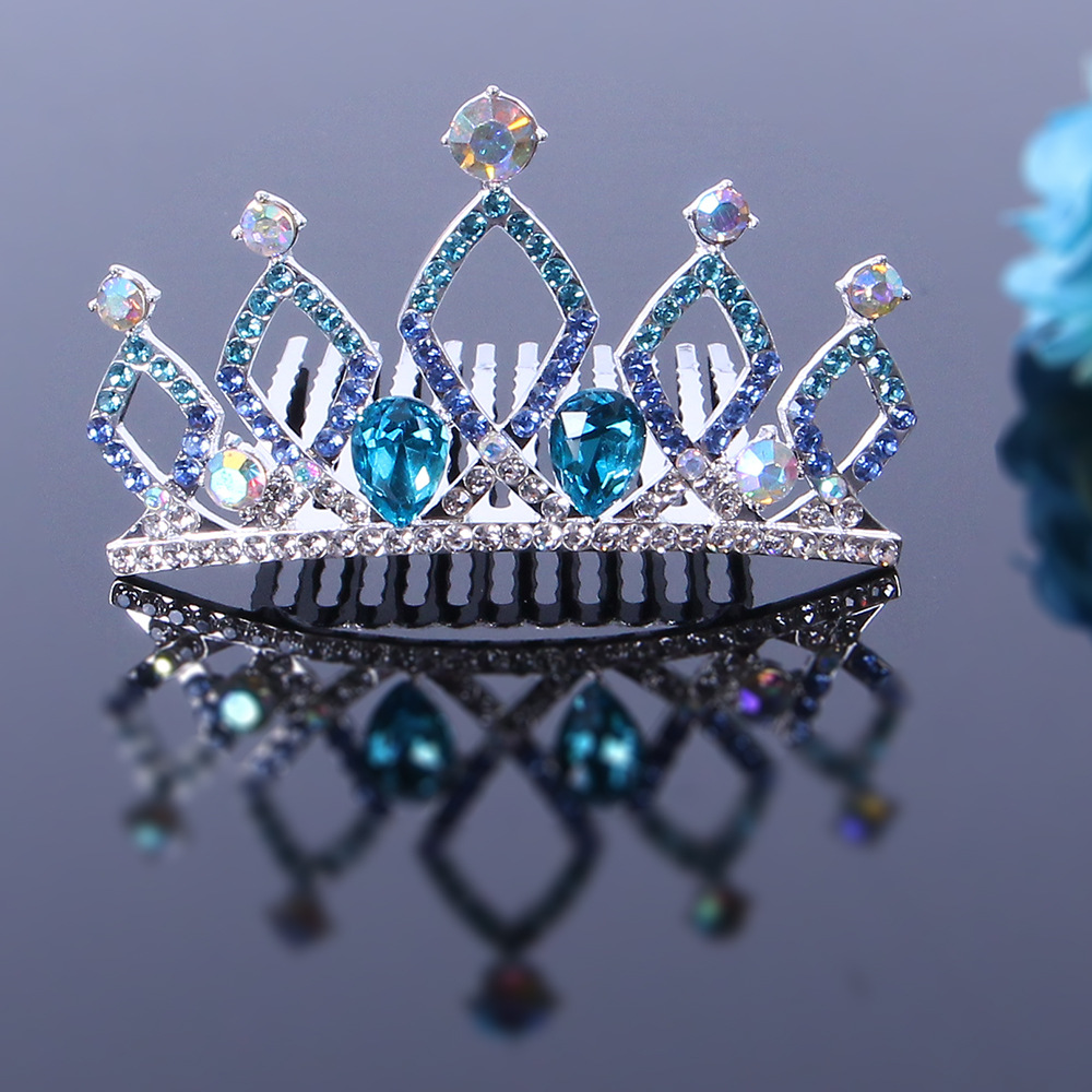 Crown Princess Bride Flower Girl Hair Comb Comb Headdress Literary Performance Fashion Rhinestone Crown Street Stall Accessories