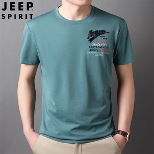 JEEP SPIRIT Business Мужская летняя тонкая рубашка с короткими рукавами молодежная тенденция дикая футболка с круглым вырезом