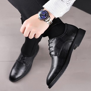 Business Dress Leather Shoes Men's Shoes British Fashion Rubber Breathable Men's Wedding Low-top Business Round-toe Leather Shoes