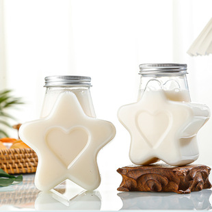 Factory direct net red milk tea cup plastic cup once sealed with lid special-shaped cup star bottle candy bottle with packing