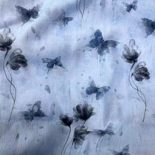 Digital Printed Cotton New Chinoiserie National Style Ink Butterfly Cotton Printed Fabric Spring and Summer Women's Cheongsam Fabric
