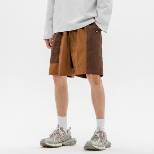 Beijie Men's American Style Fashion Brand 2024 Summer New Color Splicing Shorts Sports Pants Loose Beach Pants