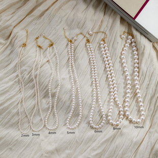 Classic Shi Jia quality baby Pearl necklace round bright light multi-size ultra-fine 18K gold necklace women
