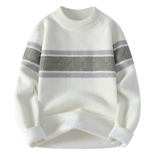 2024 autumn and winter half high collar golden mink sweater men's 1029