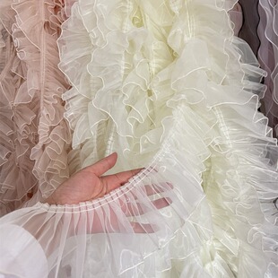 10cm wide multi-color fluffy yarn organza skirt encryption pleated mirror transformation diy lace accessories
