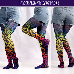 Cross-border spring and autumn thin fashion pantyhose women's stockings flower camouflage chain printed pantyhose summary batch