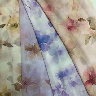 Polyester Chiffon Peach Blossom Tie-Dye Flower Rose Cheongsam dress Vest Women's Fabric