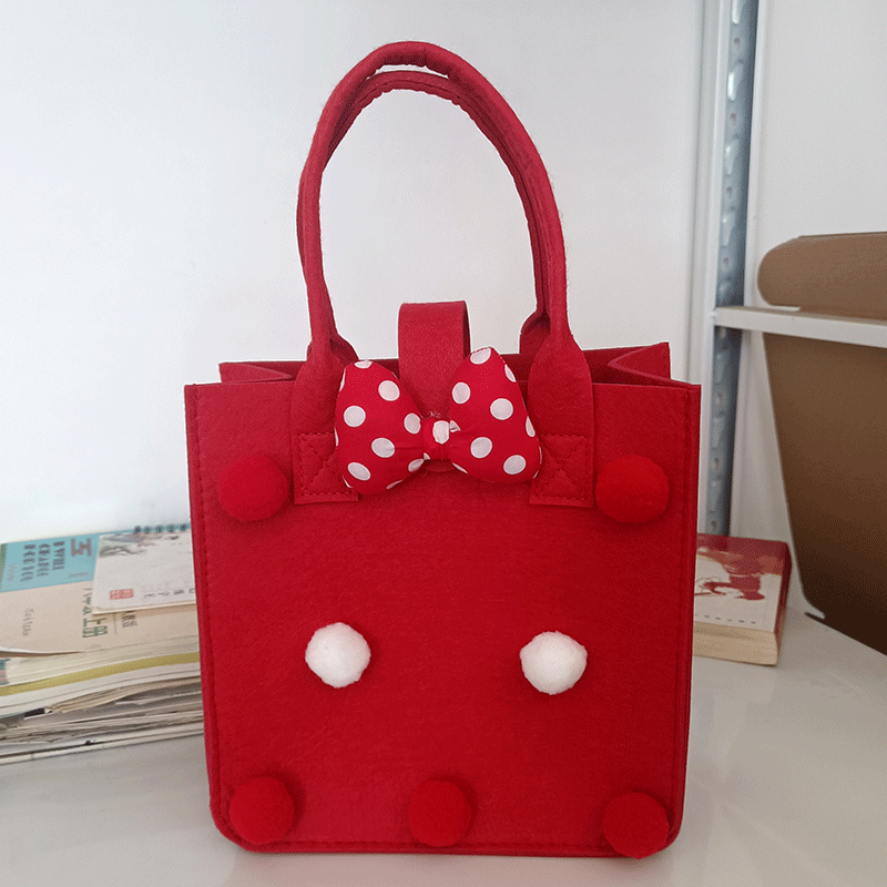 New Cute Felt Handbag Cartoon Mummy Bag Hundred Days Banquet Gift Shopping Bag Doll Girl's Small Bag