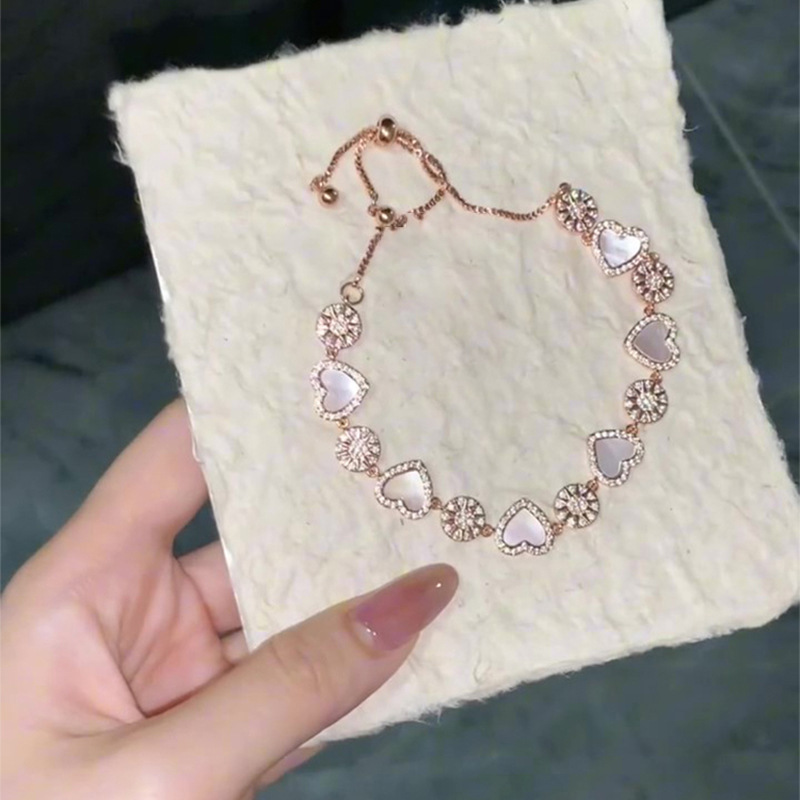 Seashell, heart, round sun adjustable bracelet, Korean style, sweet and girly, fashionable and high-end women's jewelry.