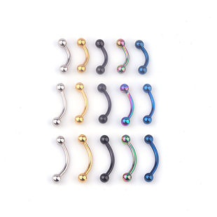 316 stainless steel curved rod round ball eyebrow nail foreign trade body piercing jewelry curved barbell outer tooth screw eyebrow nail