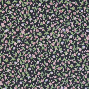 C30 in stock black background small green leaf floral fresh print dress pleated skirt clothing fabric wholesale