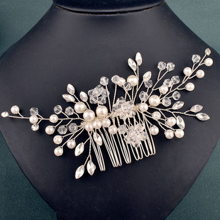 Foreign Trade New Elegant Bridal Hair Comb Headwear Hand-made Hair Side Ornaments Comb Rhinestone Pearl Hair Ornaments DZ205