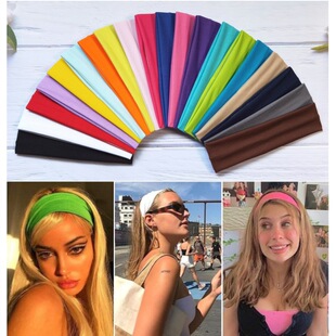 European and American Popular Pure Color High Elastic Headband Yoga Sports Hairband Hair Accessories Sweat-Absorbent Headscarf Headwear Wide-Brimmed Headband