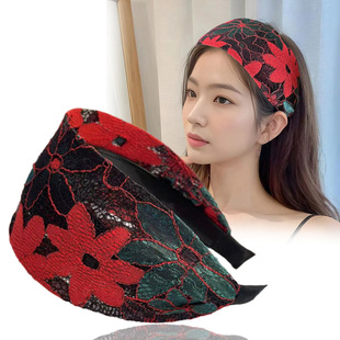 Wide-brimmed Lace Headband Women's Simple Toothed Non-slip Headband Pressing Hair Wash Hair Stamp White Hair Covering Artifact for Adult Headwear